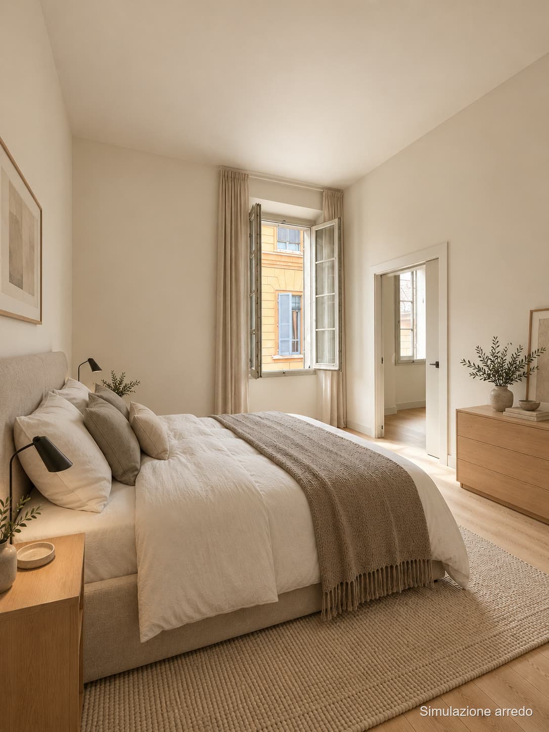 La seconda camera, altra angolazione (simulazione) — Appartamenti in vendita a Palazzo Denaglia, centro storico di Reggio Emilia