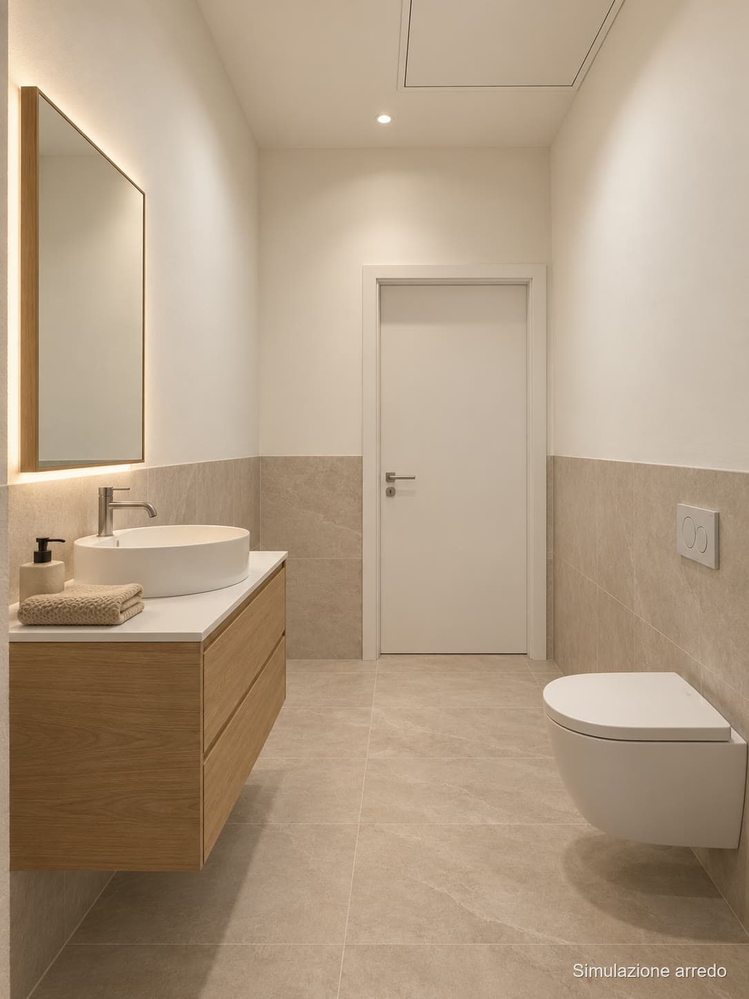 Il secondo bagno, altra angolazione (simulazione) — Appartamenti in vendita a Palazzo Denaglia, centro storico di Reggio Emilia