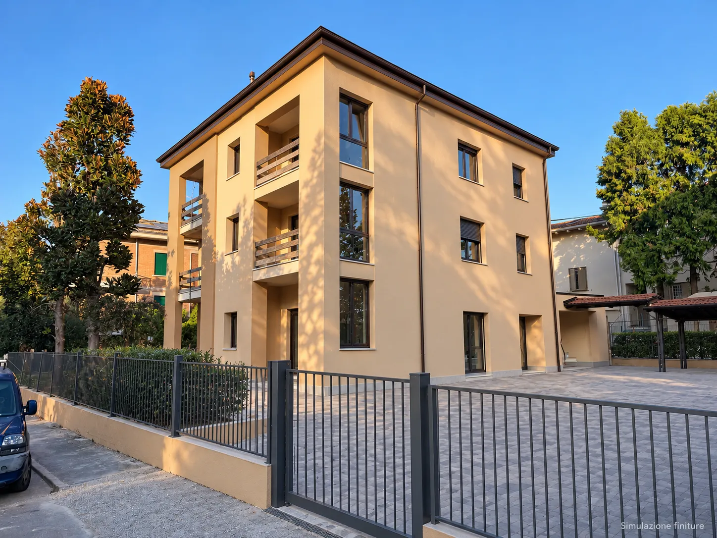 La palazzina dal cancello d’ingresso — Appartamenti nuovi in vendita ad Albinea